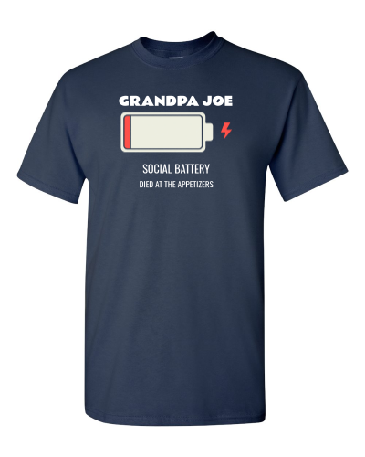 Social Battery Family Report on a navy adult tee
