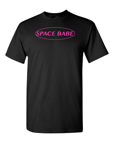 Space Babe on a black adult tee