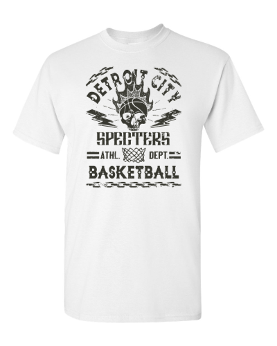 Specters Basketball on a white adult tee