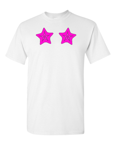 Starfish on a white adult tee