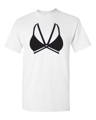 Strappy Bra on a white adult tee