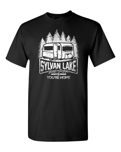 Sylvan Lake Just Park on a black adult tee