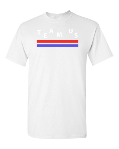 Team US Stripes on a white adult tee