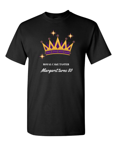 The Birthday Court on a black adult tee
