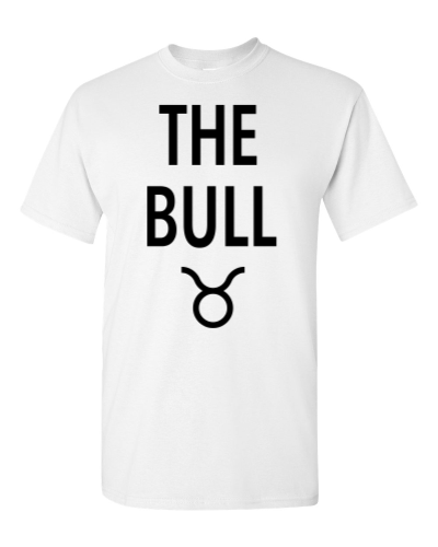 The Bull (Taurus) on a white adult tee