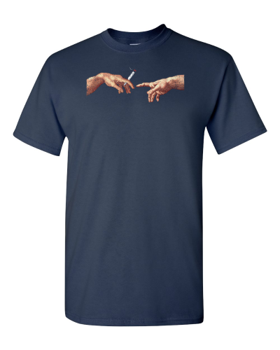 The Joint Pass on a navy adult tee