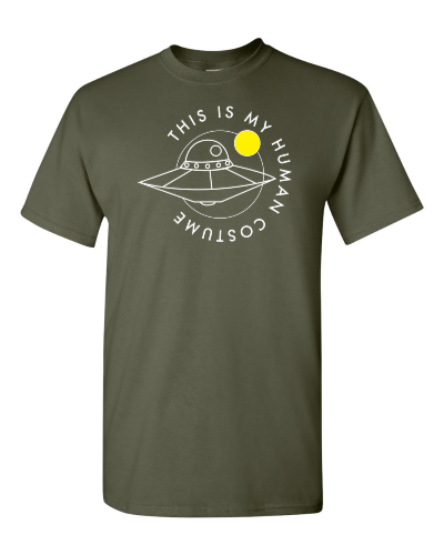 This Is My Human Costume on a military green adult tee