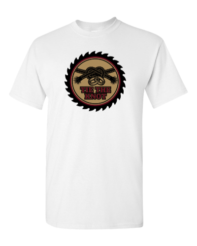 Tie the Knot Rope on a white adult tee