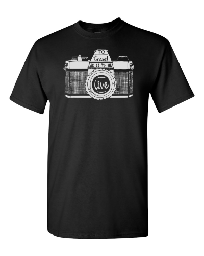 To Travel Is to Live on a black adult tee