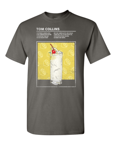 Tom Collins Cocktail on a charcoal adult tee