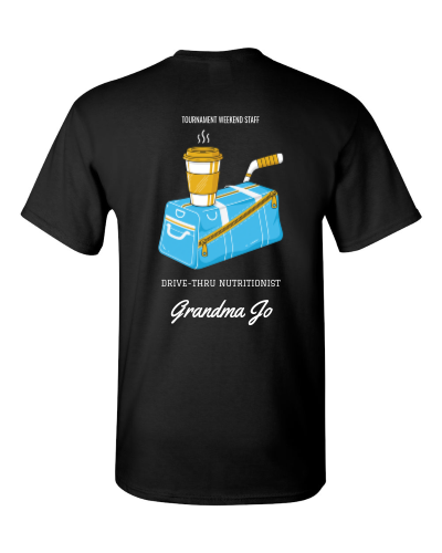 Tournament Weekend Staff on a black adult tee