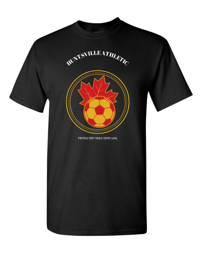 Town Athletic, Proudly Mid-Table on a black adult tee