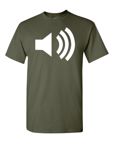 Turn It Up on a military green adult tee