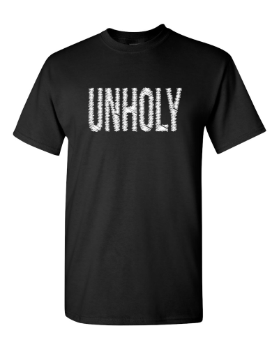 Unholy on a black adult tee