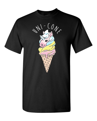 Uni-Cone on a black adult tee