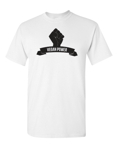 Vegan Power on a white adult tee