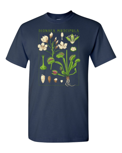 Venus Flytrap Botanical on a navy adult tee