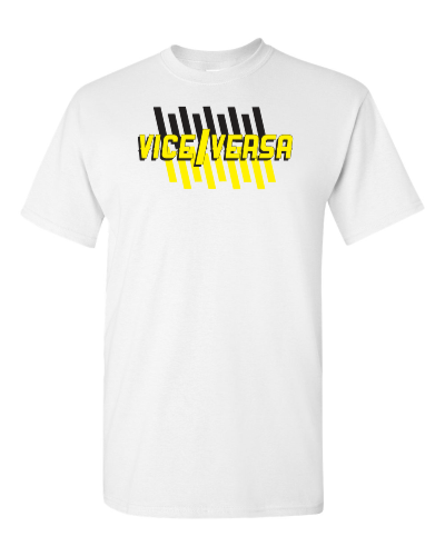 Vice Versa on a white adult tee