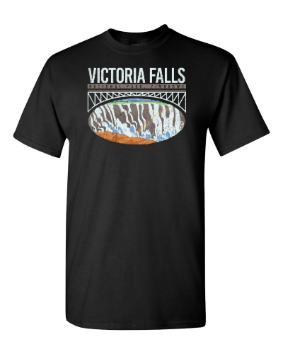 Victoria Falls on a black adult tee