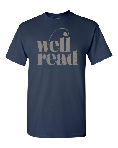 Well Read on a navy adult tee