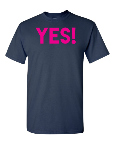 Yes! on a navy adult tee