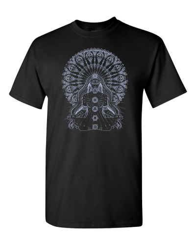 Yoga Goddess on a black adult tee